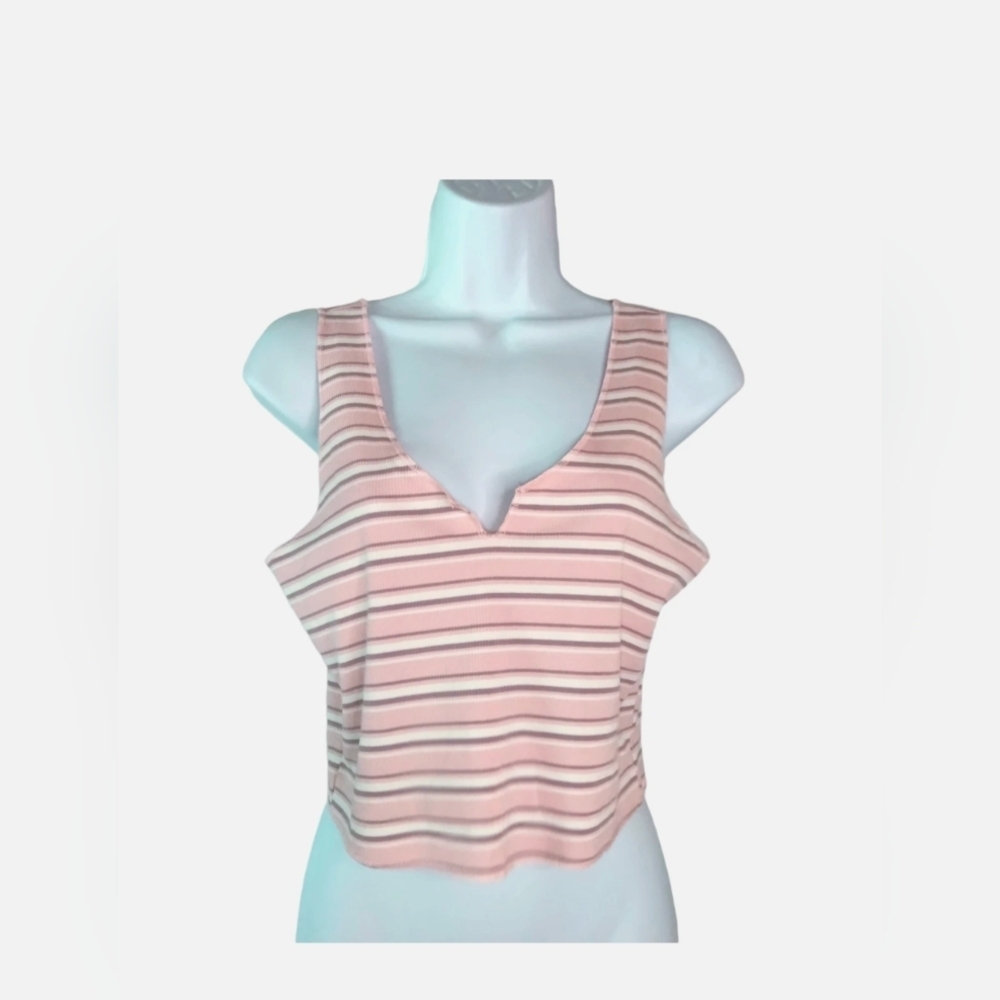 ABOUND Womens Striped Tank Top Sleeveless Square Neck Pink Purple Size L NWOT
